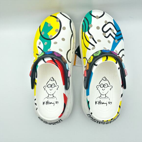 Crocs Unisex Keith Haring Mega Crush Clogs M6 W8 EU 38-39 White Black NWT - Picture 11 of 14
